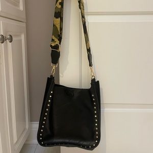 AhDorned Classic Faux Leather Studded Messenger & Strap